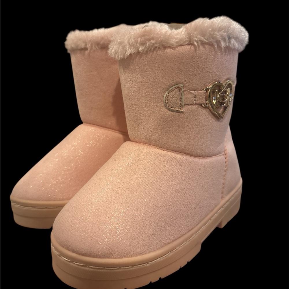 bebe Pink Kids Boots with Heart Accent